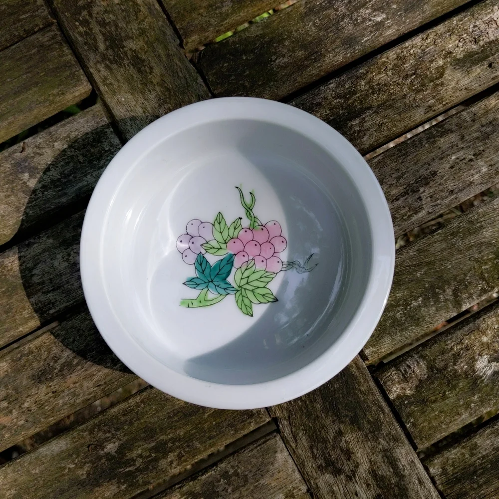 Vintage Williams Sonoma Oriental Asian Painted Bird Porcelain Wine Coaster